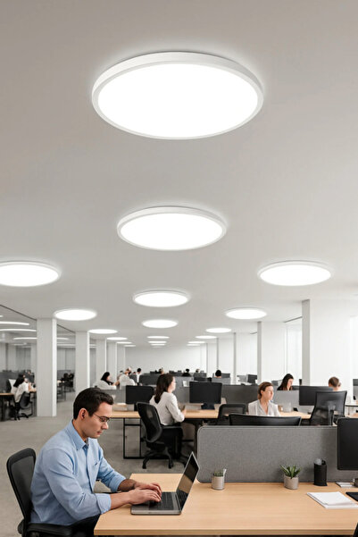 ENFE Modern Tavana Sıfır Panel Led Avize 24watt 6500k Buz Beyazı Işık Uzun Öm...