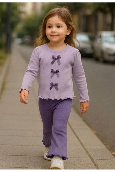 ÇALIŞKAN MODA Three Bows Camisole Girls' Blouse and Pants Two-Piece Set [Snug...