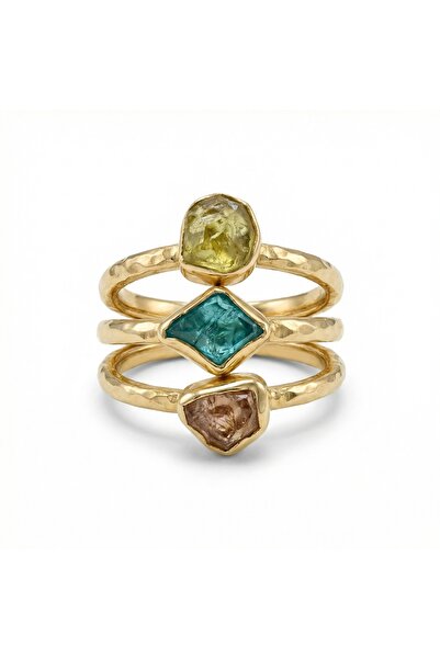 makeitbylove Sultan El Yapımı Ham Sitrin İstiflenebilir Yüzük, Bolluk ve Neşe...