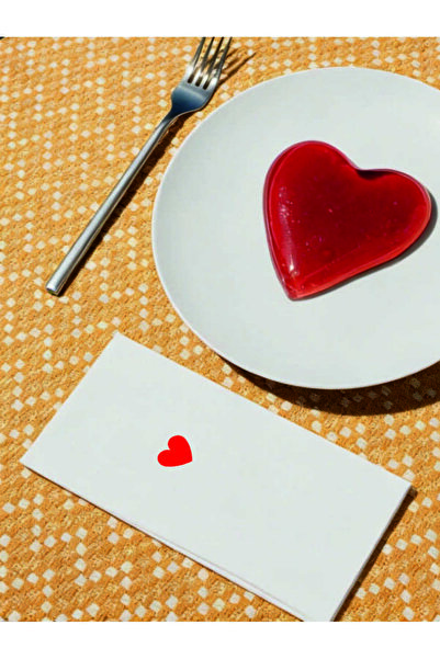 Baskı Adresi Matbaa & Promosyon Kırmızı Kalp Baskılı Servis Peçetesi - 20 Adet