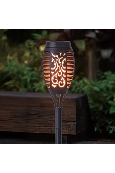 SHOPIENS LED Solar Lamp Torch with Flame Effect Black 49 cm