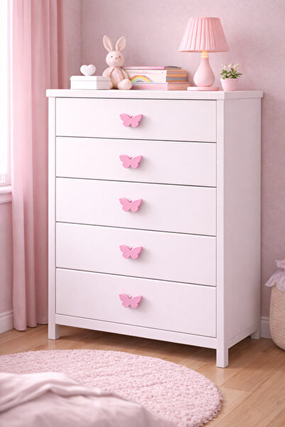 Rekatech Pembe Kelebek Dolap Kulpu – Çocuk Odası Şifonyer ve Çekmece İçin Şık...