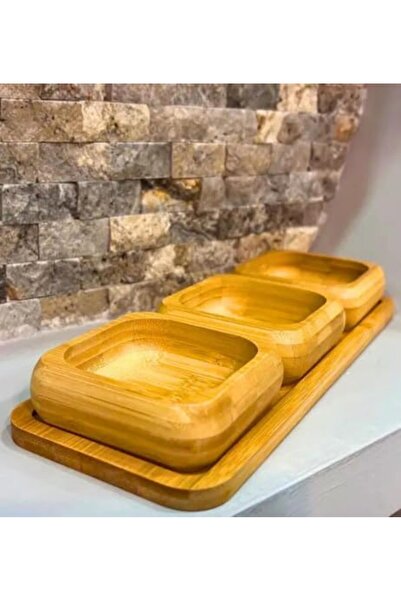 Nacario Nrcrioshop Bamboo 3-Piece Wooden Presentation Set Breakfast Snack Bow...