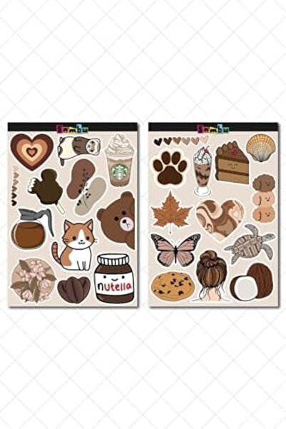 Nacario مجموعة ملصقات ذات طابع جمالي باللون البني من NrcrioShop - هاتف محمول ...