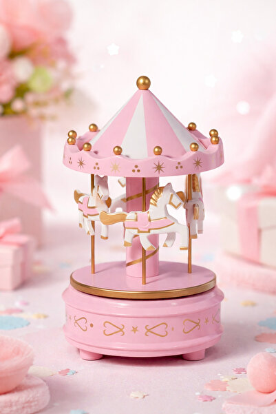LONDIA Pembe Atlı Karınca Hediyelik Dönen Kurmalı Sesli Müzik Kutusu