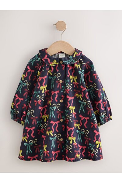 Next Baby Rochie cămașă din bumbac, albastru marin, cu imprimeu panglică