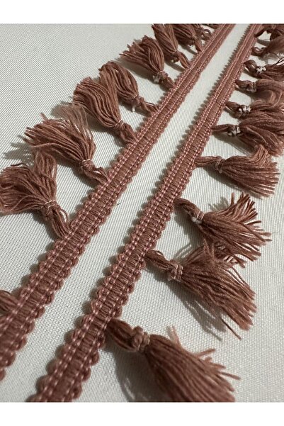 ULUPAMİR Gül Kurusu Renk Halı,Paspas,Perde,Etek Kenarı Saçaklı Püsküllü Saçak...