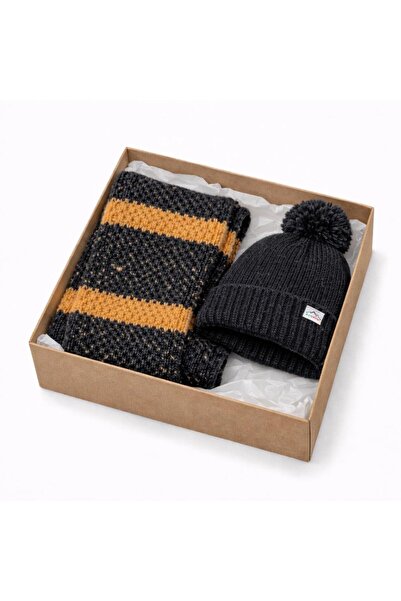 kuru Set cadou combinat eșarfă și beretă – (Lână groasă – În cutie) Cadou de ...