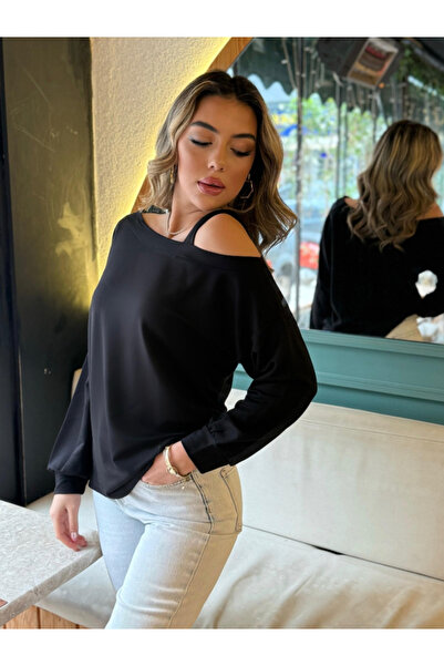 Zerenyus Women's Long Sleeve Single Shoulder Strap Detail Casual Viscose Two ...