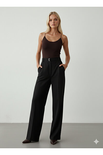 huhu Women's Belted Palazzo Trousers
