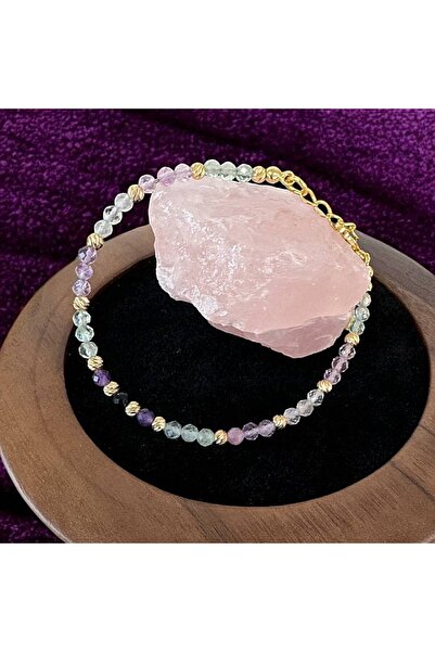 Ezera Elegant Women's Bracelet Salma made of Fluorite and 925 Gold Plated Silver