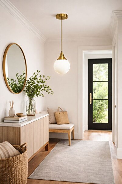 MİLA AYDINLATMA TEKLİ DAMLA BEYAZ CAMLI GLOP MODERN-SPOR TEKLİ AVİZE ARA HOL ...