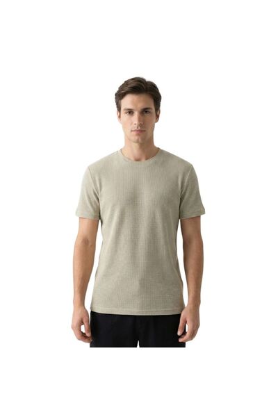 trender Tricou pentru bărbați Waffle O Neck 2709 STONE