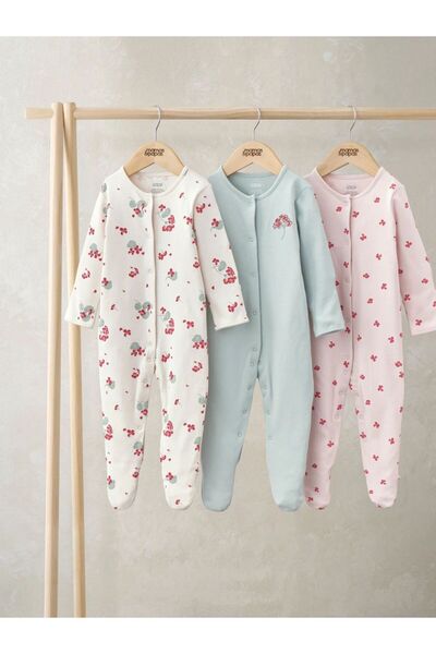 Next Baby Mamas & Papas Floral Patterned 3-Piece Romper Set