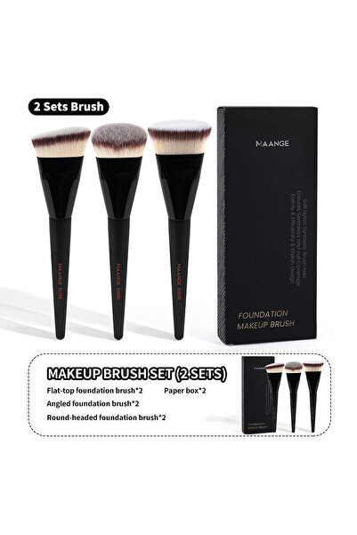 Choice مجموعتان من فرش المكياج MAANGE، مجموعة من 3 قطع، فرشاة كريم أساس برأس ...