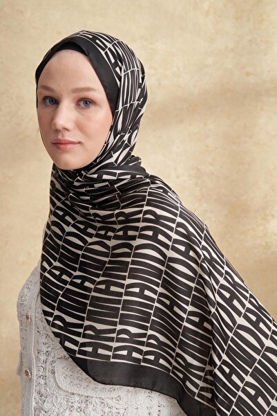 ARMANDA Imported Voile Patterned Shawl - White - Black
