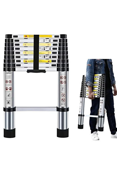 Cady One Multi-purpose, extendable, telescopic aluminum ladder with 8 steps, ...