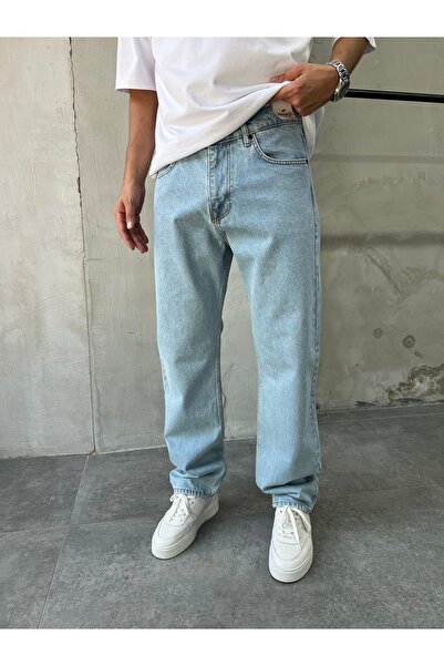 DİFRANSEL Men's Blue Lossefit Baggy Pants
