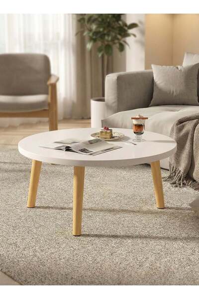 Taimi Pack Of 2 Round Side Table, Solid Wood Coffee Table, Side Table Bedroom...