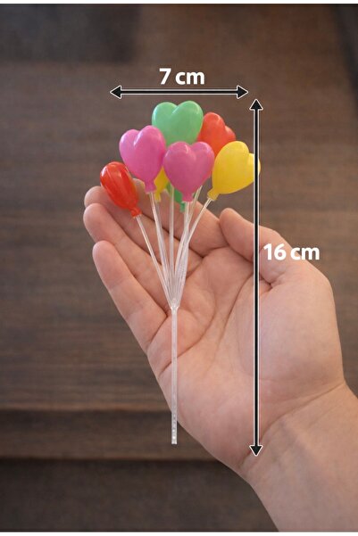 Yerli Renkli Kalpli Balon Demeti Teraryum&Akvaryum&Sukulent& Bebek Evi Objesi