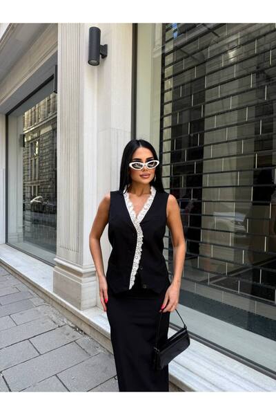 LB Laluna Butik Women's Lace Vest Skirt Set