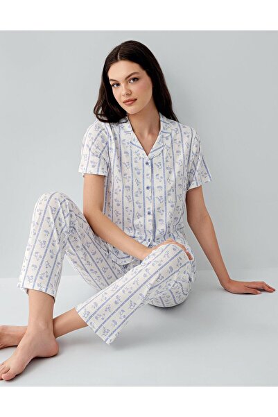 Arnetta Women's 50% Cotton 50% Modal Buttoned Pajama Set – Short Sleeves, Lon...