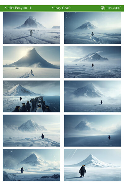 MirayDesign Nihilist Illustration Penguin Themed Sticker Sheet – Philosophica...