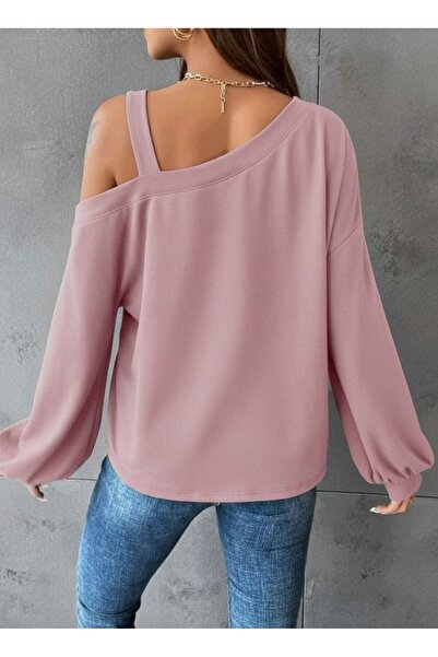 Zerenyus Women's Long Sleeve Single Shoulder Strap Detail Casual Diver Blouse...