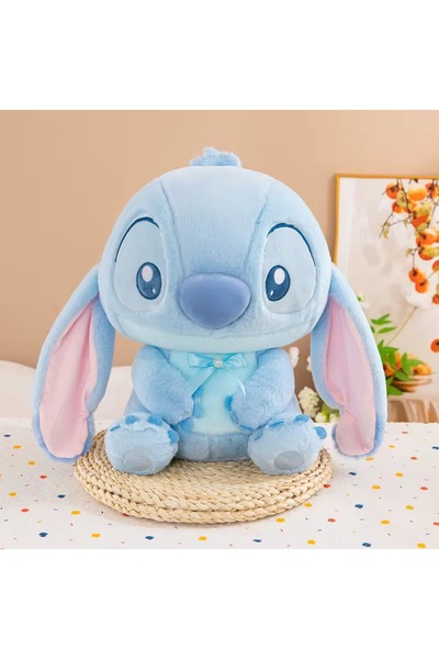 tm tech marketi Stitch peluş mavi kurdeleli ithal kumaş birinci kalite yumuşa...