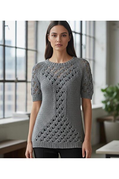 Cockatoo Openwork Half Sleeve Knitwear Blouse Stylish Design