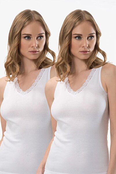 TÜREN 100% Cotton Lace 2-Pack Women's Undershirts