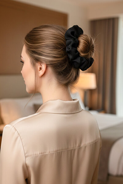 Happyline Kumaş Siyah Saç Lastik Toka, Topuz Toka, Toka, Lastik Toka, Simit S...