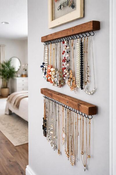 MAVİ TREND 42 Hooks 2Pcs Organizers, Wall Mounted Rack Jewelry Holder for Nec...