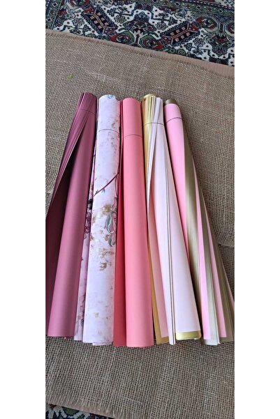 hobidaşım Blush Tale Pembe Çiçek Ambalaj Kağıdı Seti - 5 Model x 2 Adet - 10'...