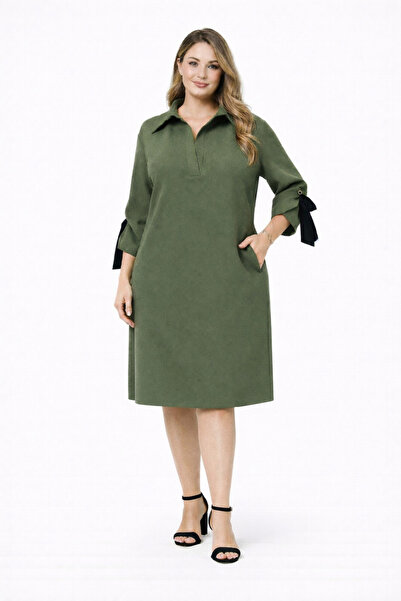 codemark Women's Shirt Collar Bird Eye Detailed Dress