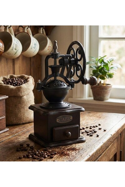 hediye sandalı Nostalgic Wheel "Cafe" Series: Decorative Manual Coffee Grinder