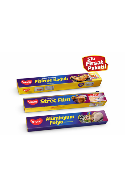viora Pişirme Kağıdı Streç Film Alüminyum Folyo mutfak seti