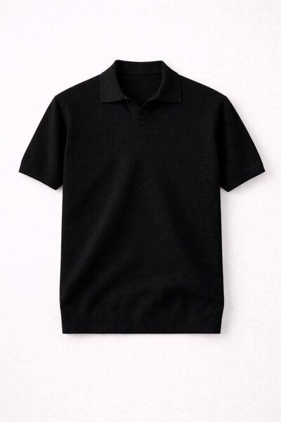 Valiberta Dawson Polo V-Neck Buttonless Short Sleeve Slim Knitwear Men's T-Sh...