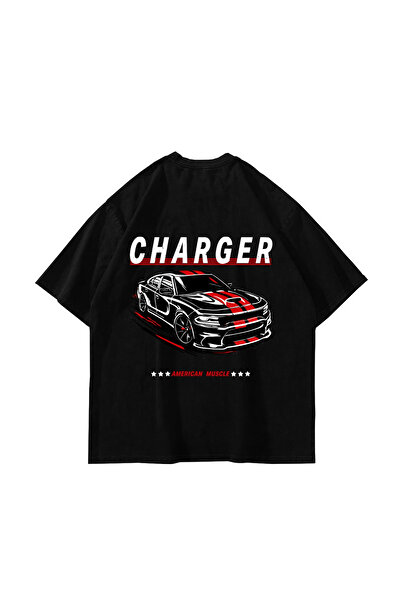 Sekizbiraltı The Charger Legacy Printed Oversize Unisex Black Tshirt