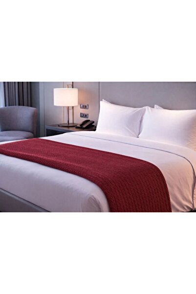 H Hotel Supplier Red Herringbone Plaid Blanket – 240 × 240 cm, 100% cotton, 3...