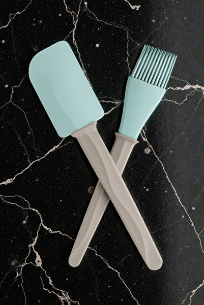 IKEA Silikon Spatula ve Yumurta Fırçası Bej Mavi 26 cm