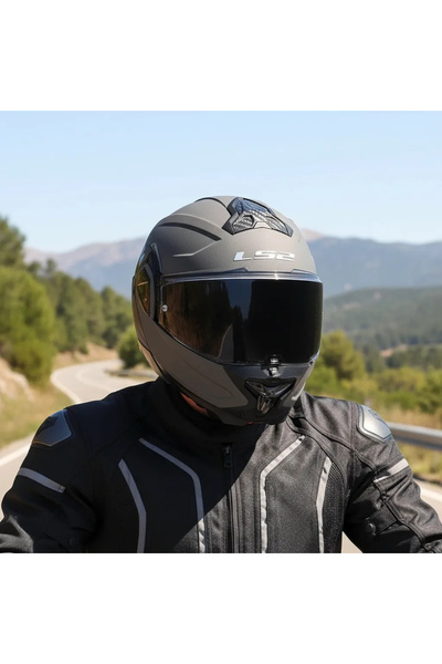 LS2 ADVANT 2 MAT CONCRETE KASK (SİYAH VİZÖR + ŞEFFAF VİZÖR)