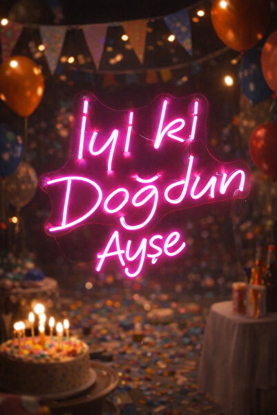 dekoraven İsme Özel Işıklı Doğum Günü Hediyesi - "İyi Ki Doğdun" Neon Dekor
