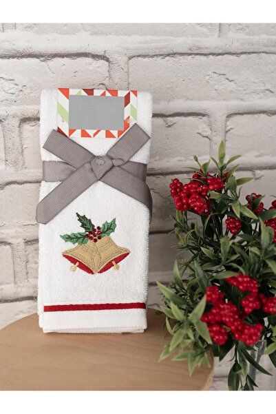 Baveno طقم مناشف قطنية مطرزة للهدايا مكون من قطعتين مقاس 28x46 سم