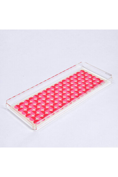 Qua Home Vals Pleksi Renkli Pembe Tepsi 40x17 cm