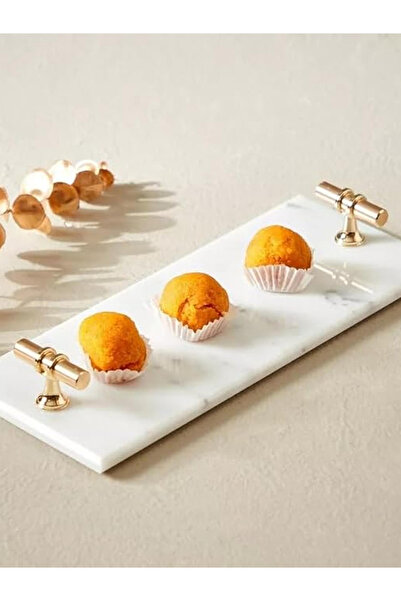 1Chase Rectangular Marble Tray with T-shaped Golden Handle