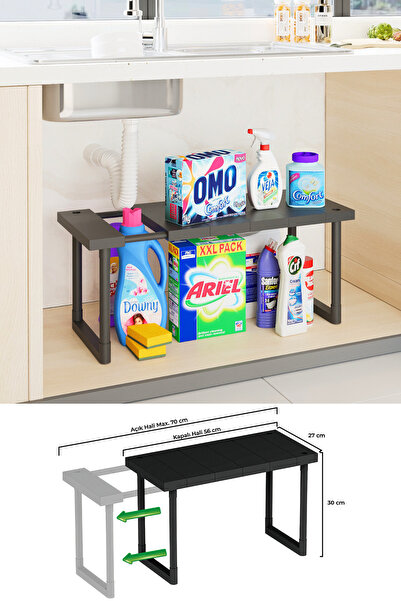 İndecor Houseware Plastik Genişletilebilir Raf Ayarlanabilir Düzenleyici Mutf...