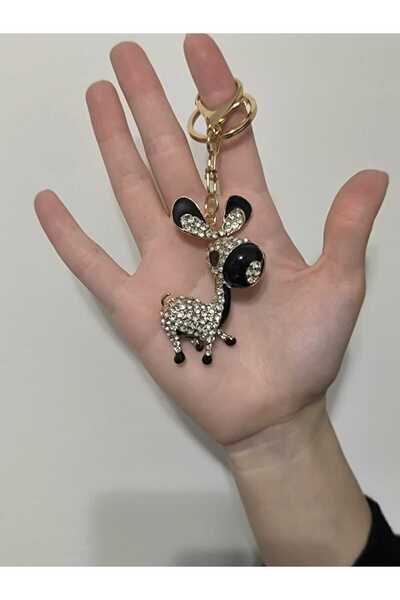 mixify سلسلة مفاتيح وحلية للحقيبة على شكل حمار وحجر أبيض وأسود - زينة أنيقة ل...