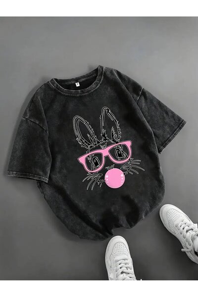 Le Savu Washable Vintage Daisy Printed Unisex Oversize Vintage T-Shirt