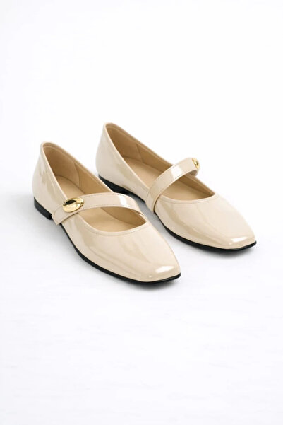 Cozi company Balerini din piele lăcuită pentru femei, cu cataramă elegantă, t...
